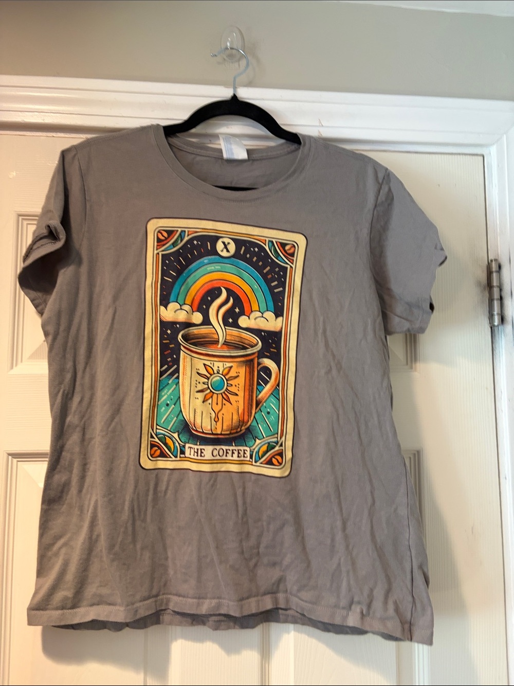 Coffee Tarot Card Graphic Tee in Gray L